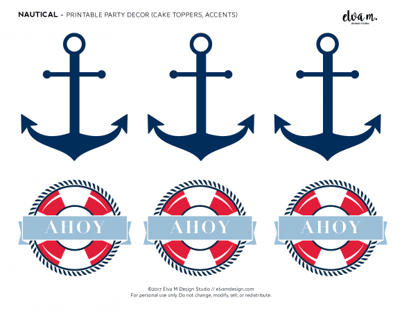 Free nautical birthday and baby shower printables | CatchMyParty.com