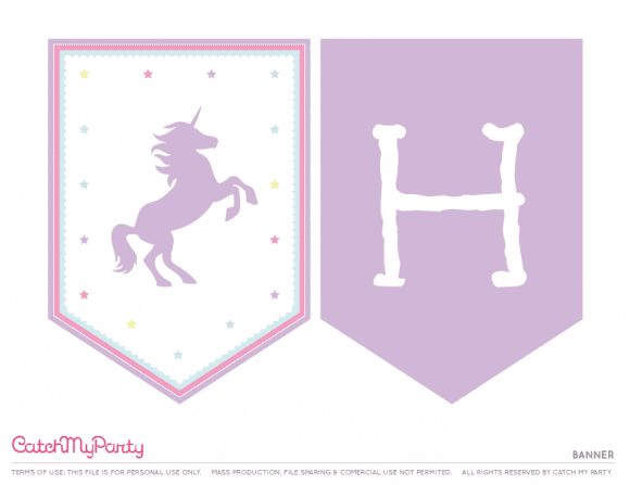 Free Unicorn Printables - Happy Birthday Banner | CatchMyParty.com