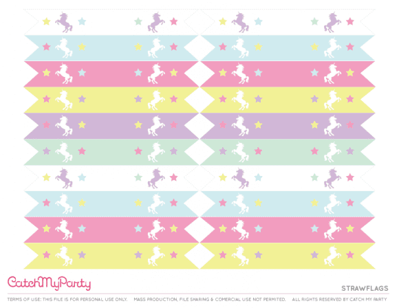 Free Unicorn Party Printables - Strawflags | CatchMyParty.com
