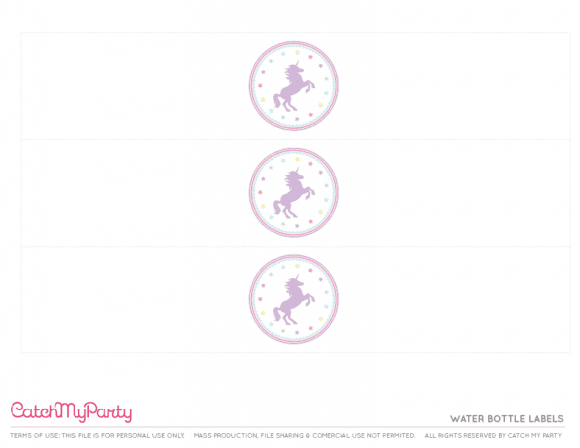Free Unicorn Party Printables Water Bottle Labels | CatchMyParty.com