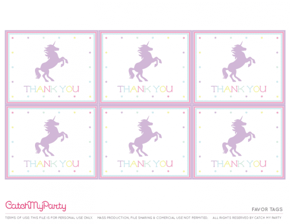 Free Unicorn Party Printables - Favor Tags | CatchMyParty.com