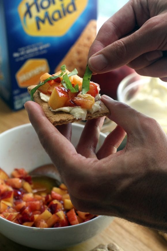 Peach Bruschetta with Goat Cheese | CatchMyParty.com