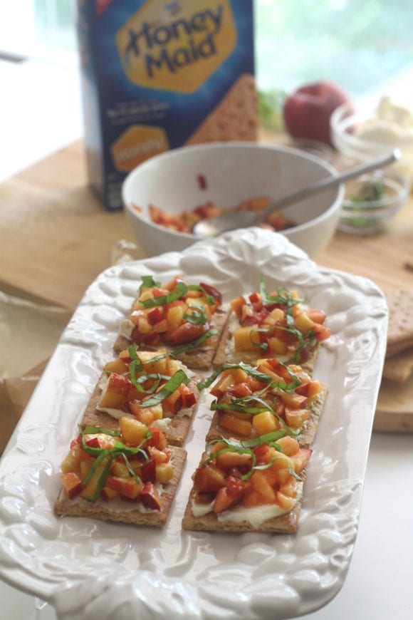 Goat Cheese Peach Bruschetta | CatchMyParty.com