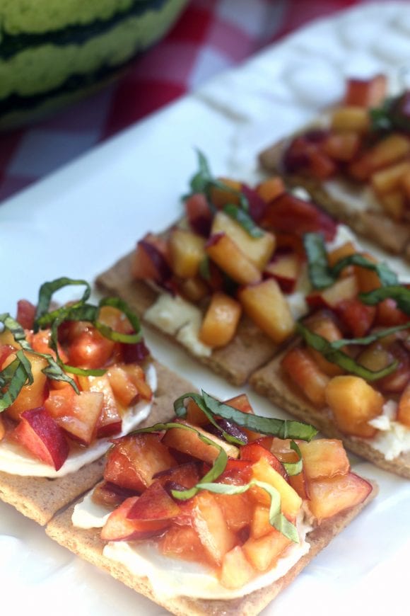 Goat Cheese Peach Bruschetta | CatchMyParty.com