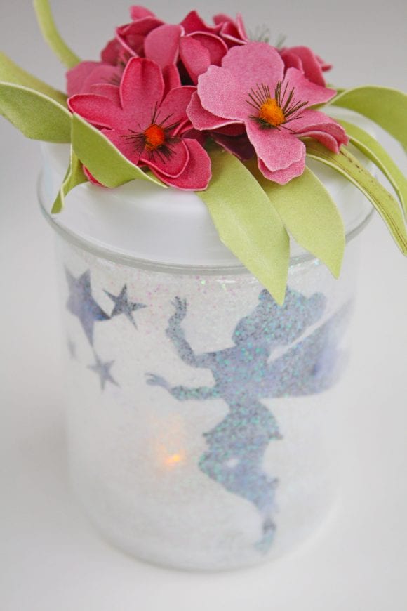 Fabric Flowers Attached on the Jar Cover | CatchMyParty.com
