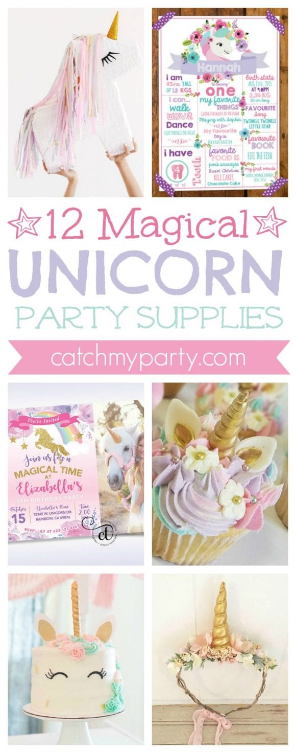 12 Magical Unicorn Party Supplies | CatchMyparty.com