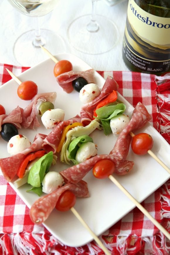 Antipasto Skewers and Summer Wine | Catchmyparty.com