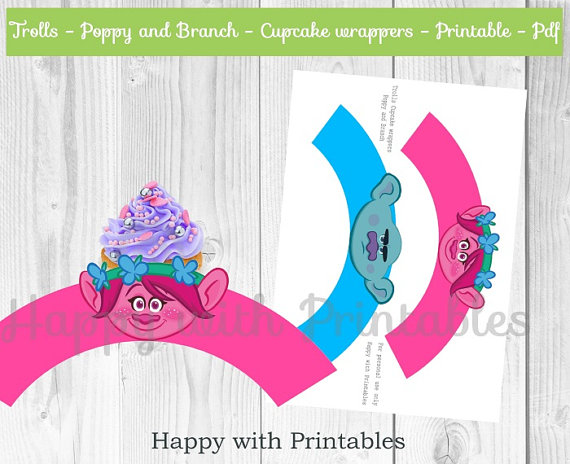 Trolls Cupcake Wrappers | CatchMyParty.com