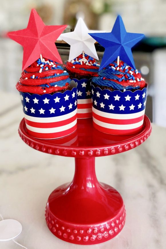 July 4th Red, White and Blue 3d Star Toppers