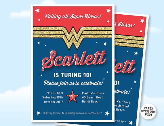 Wonder Woman party Invitation | CatchMyParty.com