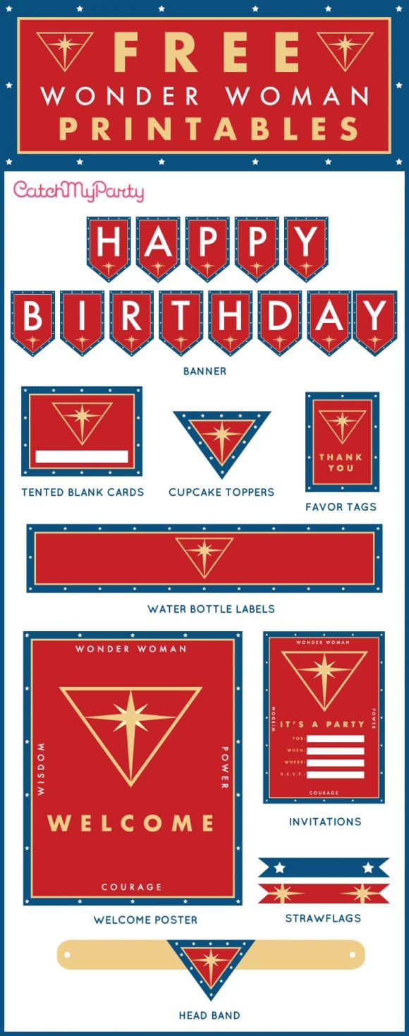 Free Wonder Woman Birthday Party Printables | CatchMyParty.com