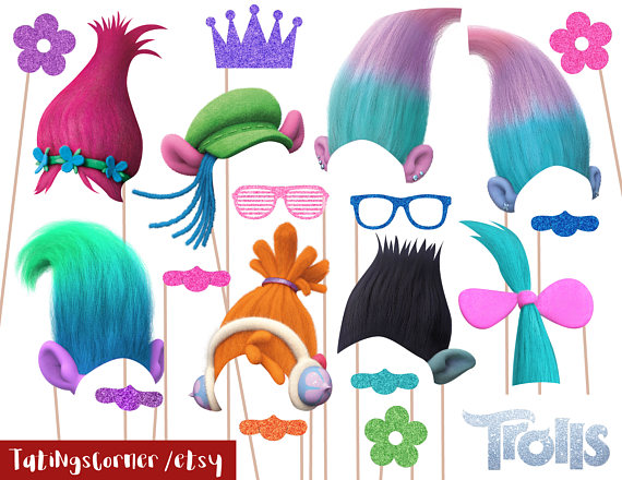 Trolls Photo Booth Props | CatchMyParty.com