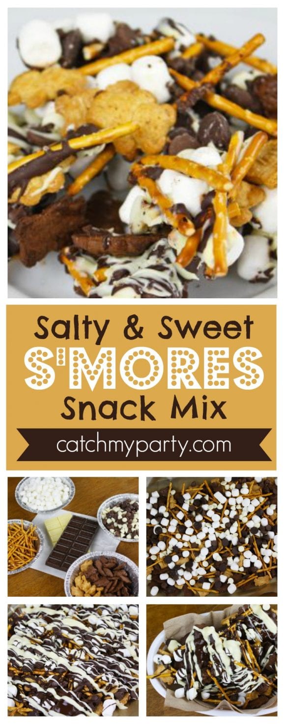 Salty and Sweet S'mores Snack Mix Recipe | CatchMyParty.com