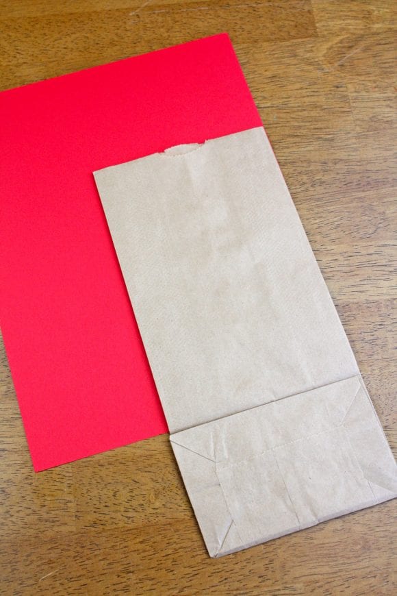 Paper Bag on top of the Red Cardstock | CatchMyParty.com