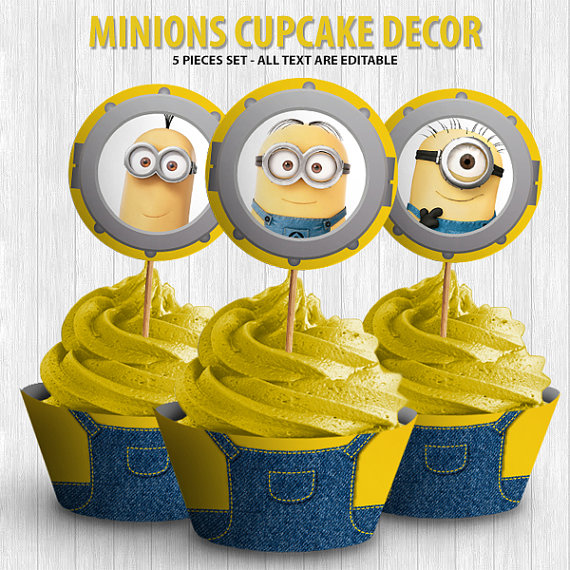 Minions Cupcake Wrappers & Toppers | CatchMyParty.com