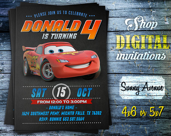 DIsney Cars party Invitation | CatchMyParty.com