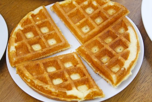 Sliced the waffle into 4 parts | CatchMyParty.com