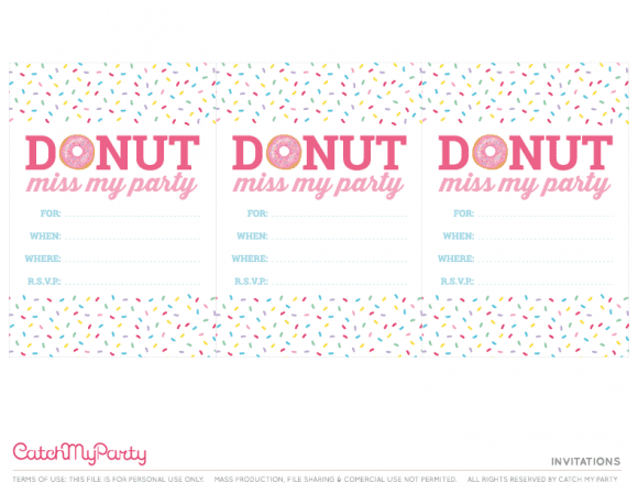 Free Donut Party Printables - Invitations | CatchMyParty.com