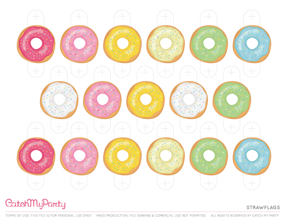 Free Donut Party Printables - Strawflags | CatchMyParty.com