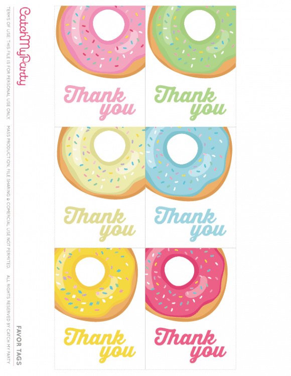 Free Donut Party Printables - Favor Tags | CatchMyParty.com