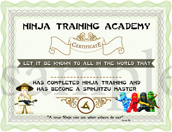 Lego Ninjago Training Certificate | CatchMyParty.com
