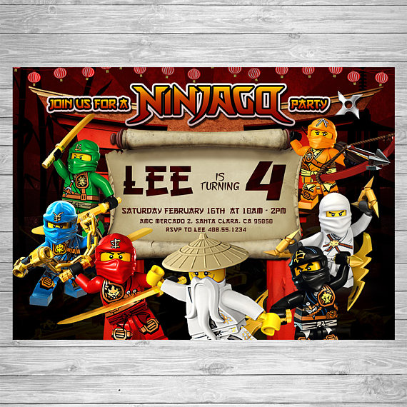 Lego Ninjago party Invitation | CatchMyParty.com