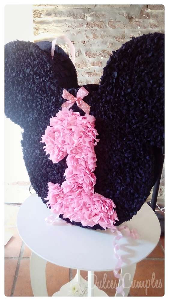 Minnie Mouse Pinata with a large pink number 1