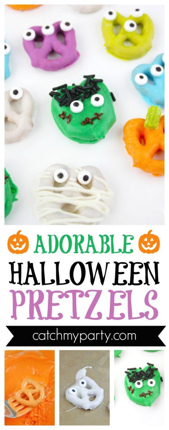 Adorable Halloween Pretzels | CatchMyParty.com