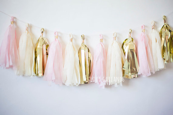 Pink and Gold Tassel Garland