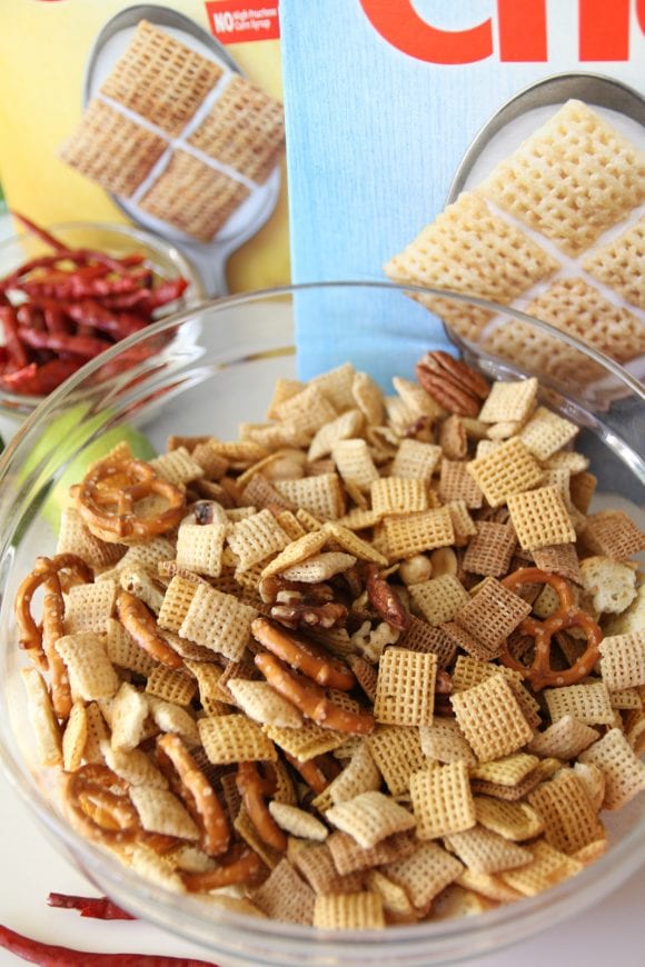 Making Spicy Chex Mix | CatchMyParty.com