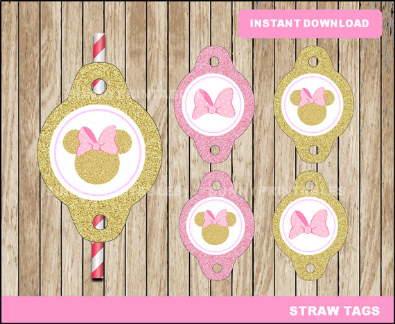 Minnie Mouse Straw Tags 