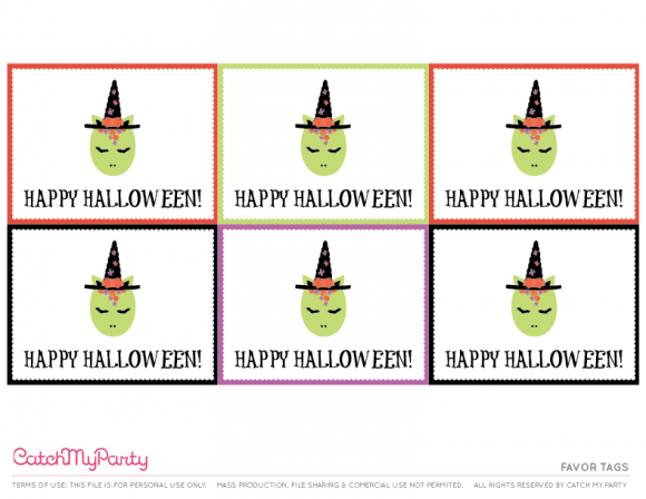 Free Unicorn Halloween Party Printables - Favor Tags | CatchMyParty.com