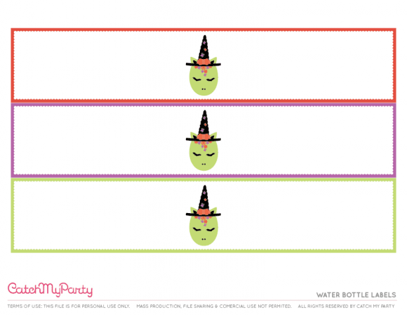 Free Unicorn Halloween Party Printables - Water Bottle Labels | CatchMyParty.com