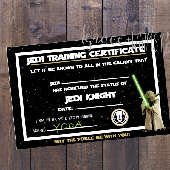 Jedi Training Certificate | CatchMyParty.com