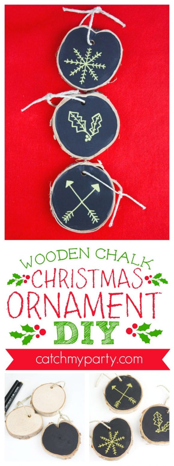 Wooden Chalk Christmas Ornament DIY | CatchMyParty.com