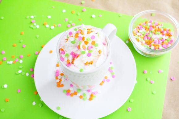 Top milk with whipped cream and colorful sprinkles | CatchMyParty.com