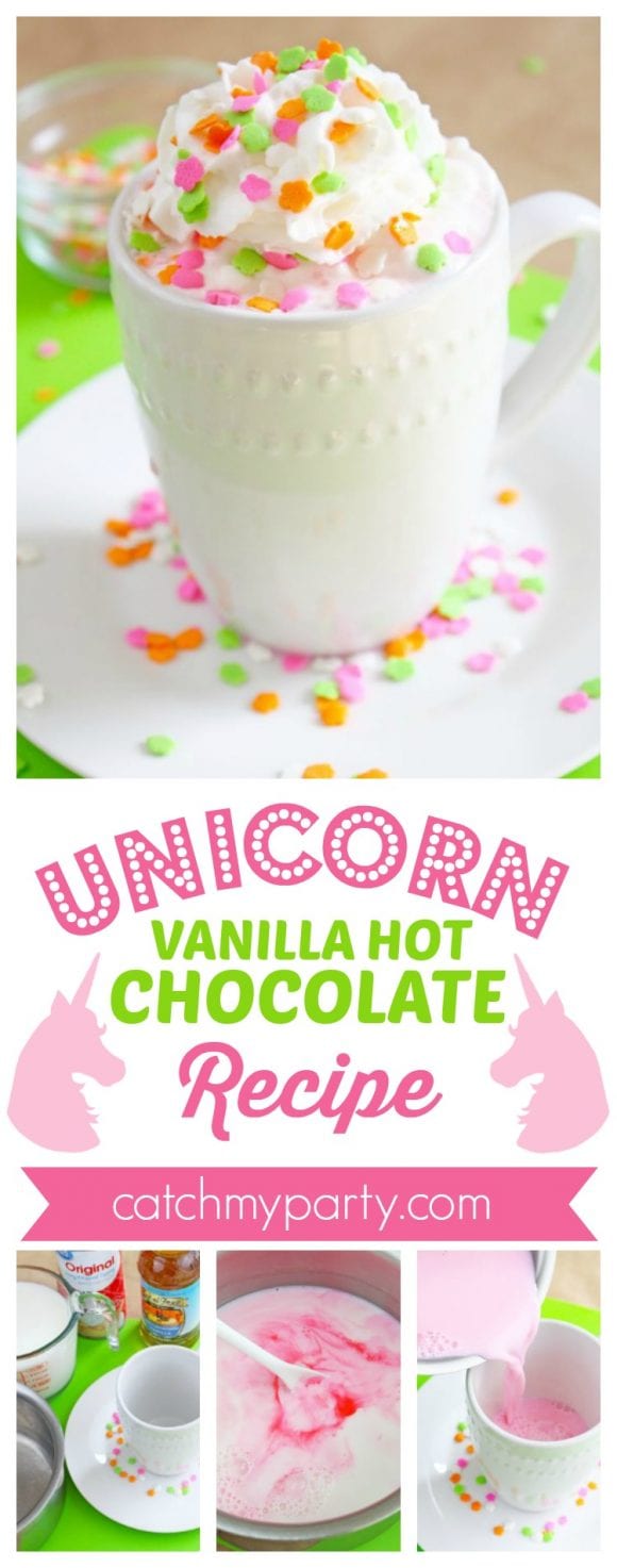 Unicorn Vanilla Hot Chocolate Recipe | CatchMyParty.com
