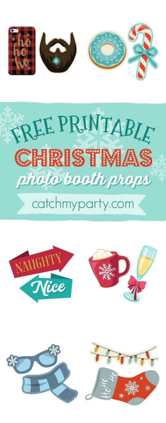 Free Printable Christmas Photo Booth Props | CatchMyParty.com