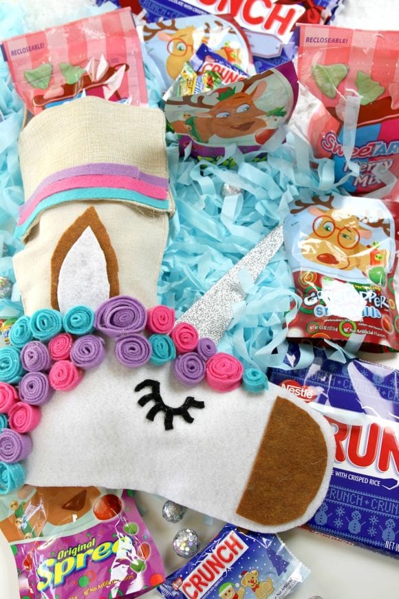 Unicorn Christmas Stocking DIY | CatchMyParty.com