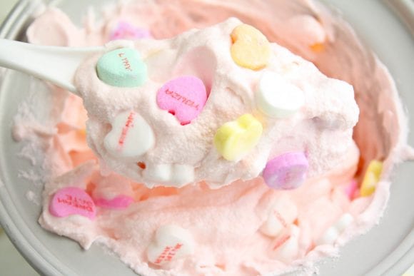 Fold in 1 cup of conversation hearts | CatchMyParty.com