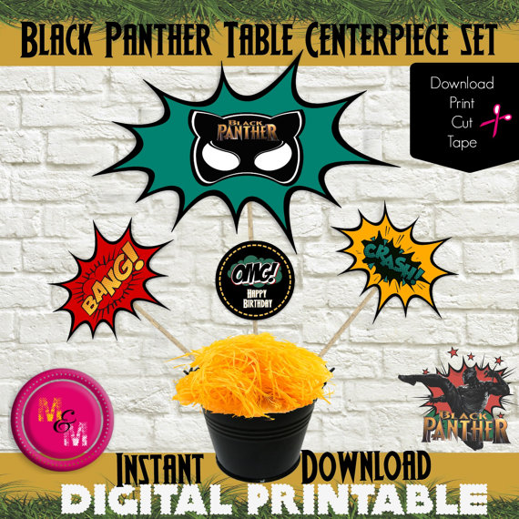 Black Panther Centerpiece | CatchMyParty.com