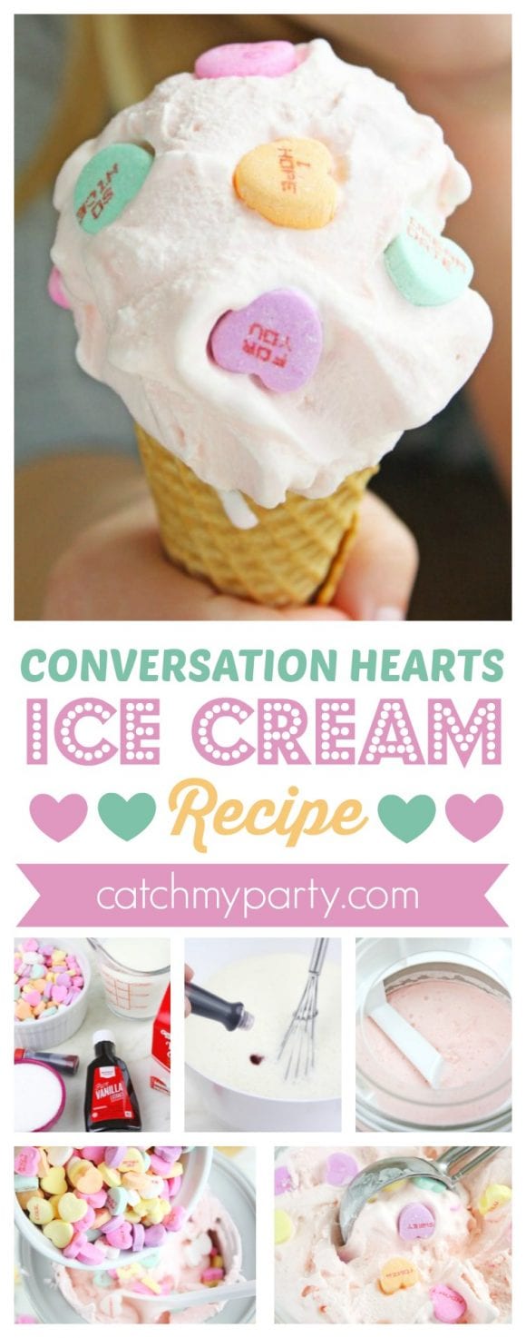 Conversation Hearts Ice Cream Recipe | CatchMyparty.com