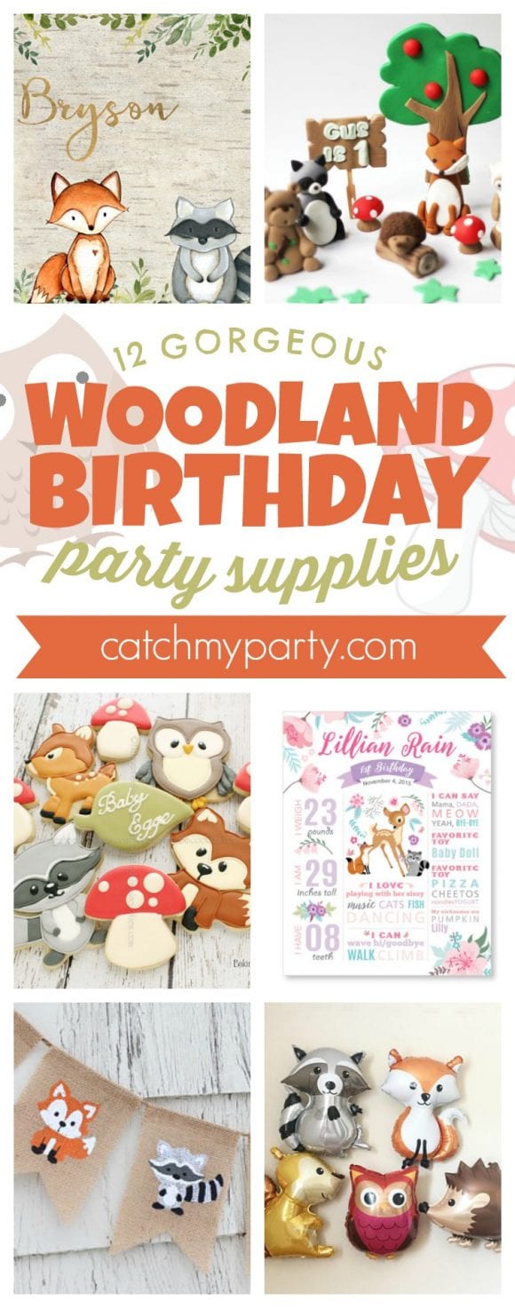 12 Gorgeous Woodland Birthday Party Supplies | CatchMyParty.com