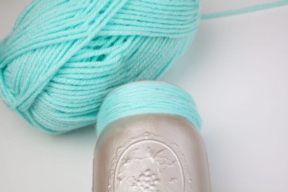 Wrap yarn around the top of the jar | CatchMyParty.com
