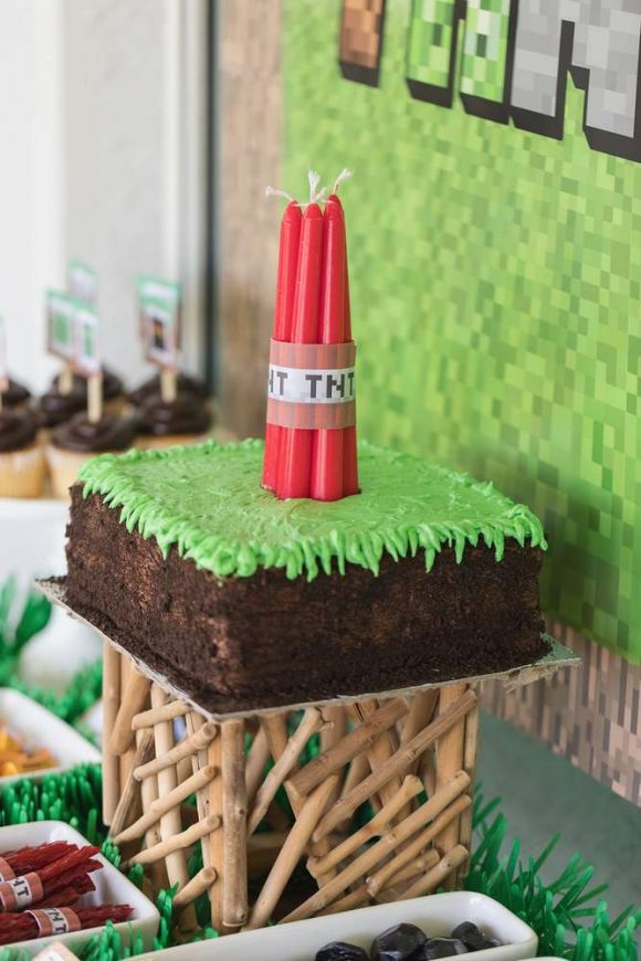Grass Block TNT Birthday Cake
