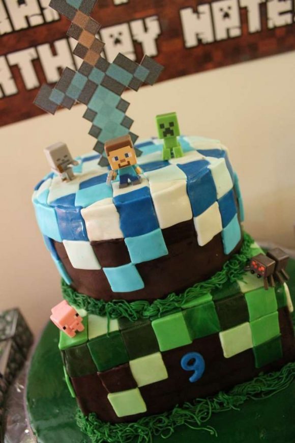 Minecraft Block Cake with Sword