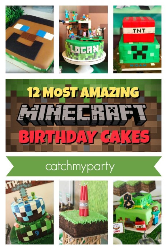 Collage of The 12 Best Minecraft Cakes