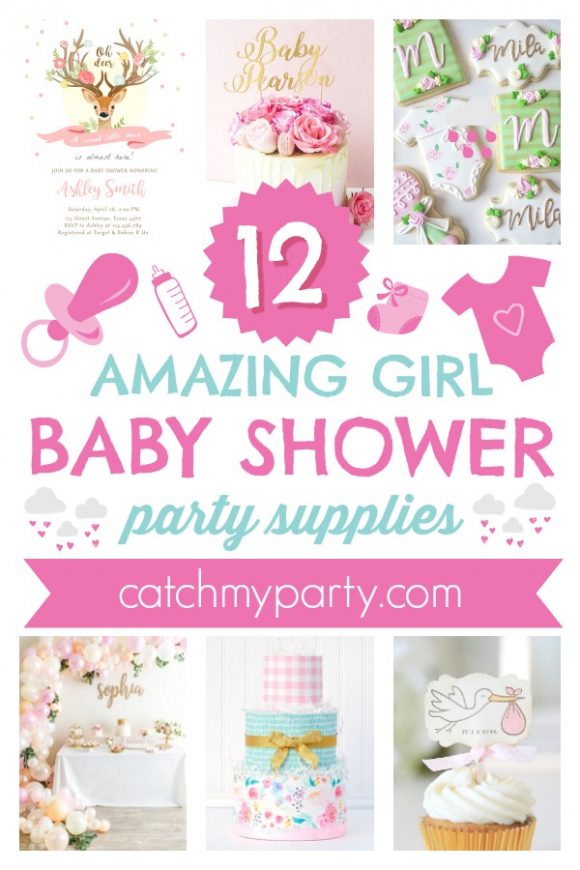 The 12 Most Amazing Girl Baby Shower Party Supplies | CatchMyParty.com