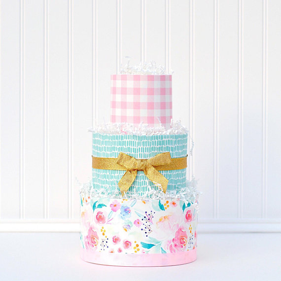Girl baby shower party supplies - Diaper Cake | CatchMyParty.com