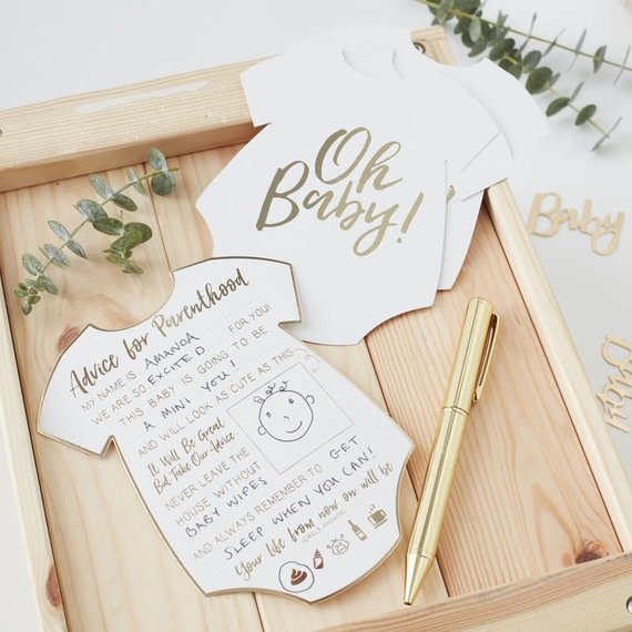 Boy baby shower party supplies - advice cards | CatchMyParty.com